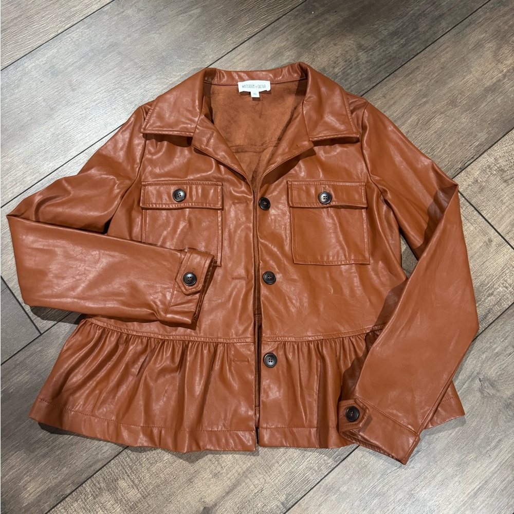 Whiteroom and Cactus Ruffle Hem Faux Leather Jacket